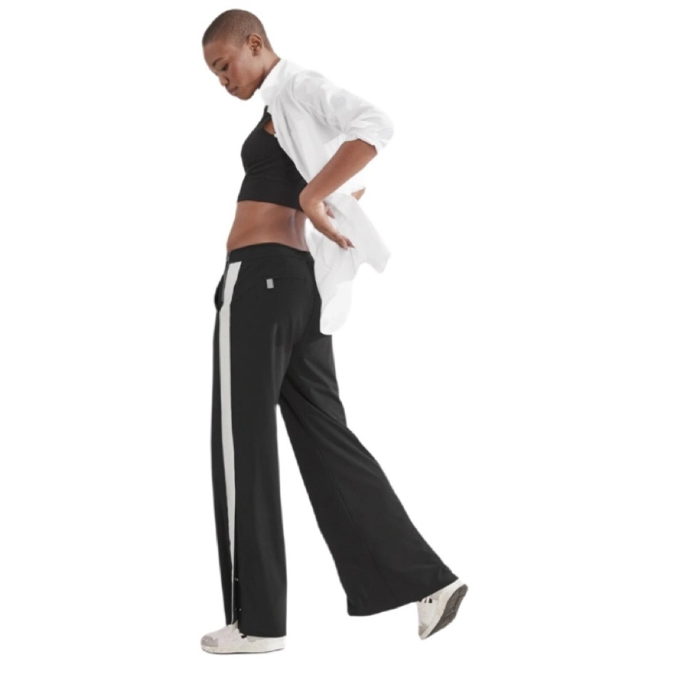 Athleta Luxe Gramercy Track Trouser, Black/ Opal Grey SIZE 10